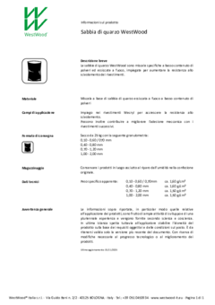 WestWood® Sabbia di quarzo - Informazioni prodotto