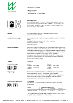 Wecryl 890 Tack Resina - Informazioni prodotto